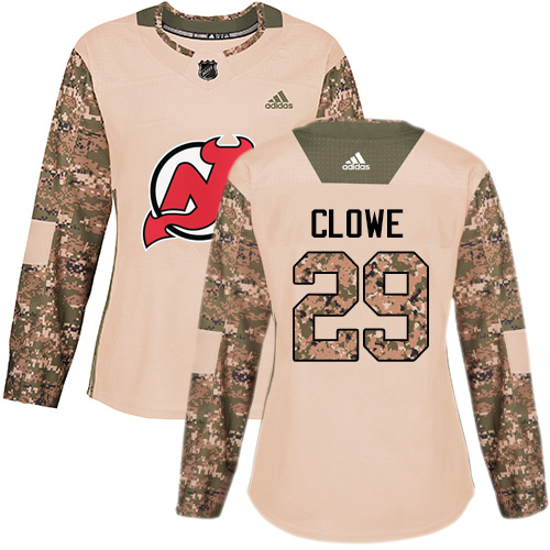 Adidas Devils #29 Ryane Clowe Camo Authentic Veterans Day Women's Stitched NHL Jersey